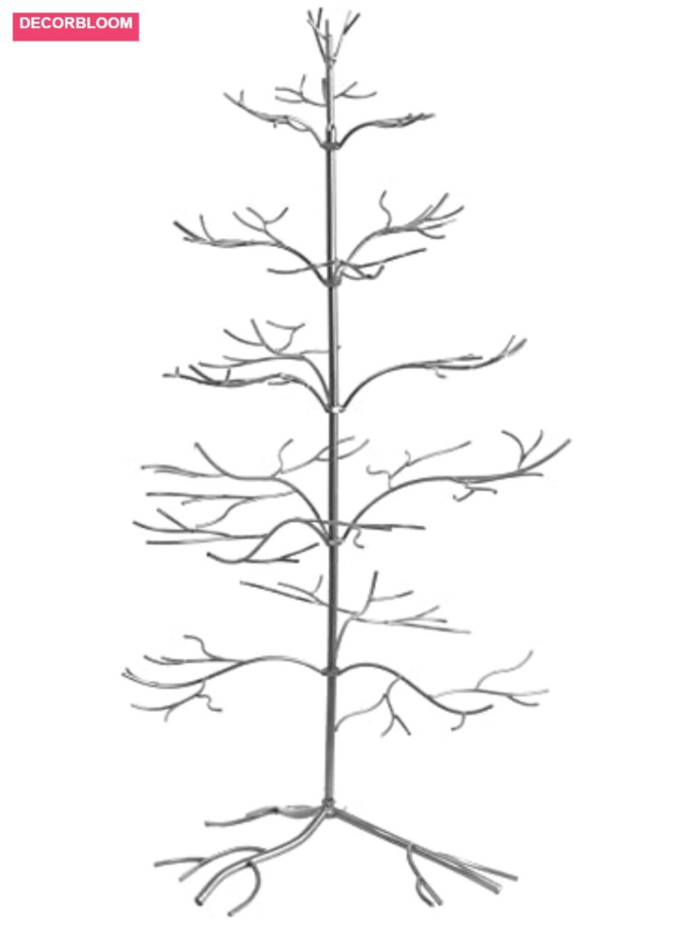 Silver Finish Metal Ornament Display Tree Stand Jewelry Tower 36"